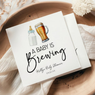 A Baby Is Brewing Bottle Beer Glass Baby Shower Napkin