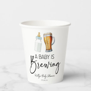 A Baby Is Brewing Bottle Beer Glass Baby Shower Paper Cups