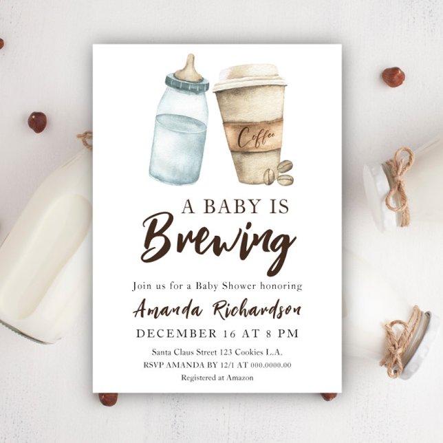 A Baby Is Brewing Bottle Coffee Baby Shower Invitation (Creator Uploaded)
