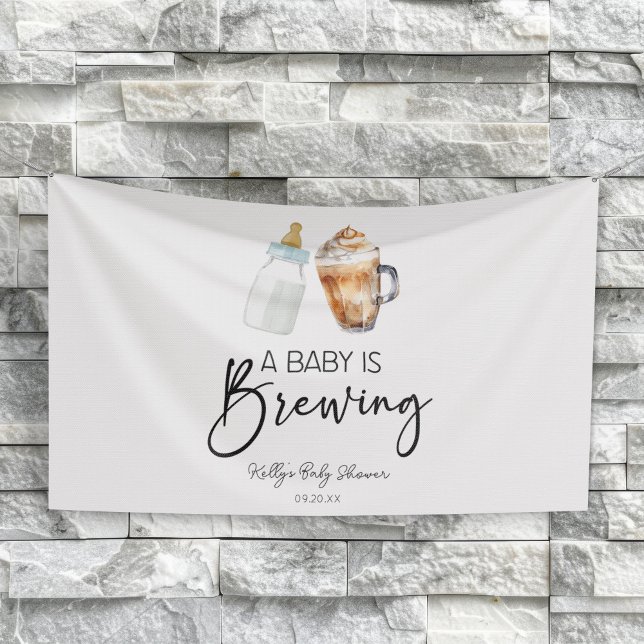 A Baby Is Brewing Bottle Coffee Glass Baby Shower Banner (Creator Uploaded)