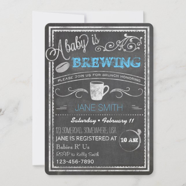 A Baby is Brewing (Boy)! Invitation (Front)