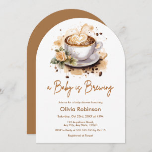 A Baby is Brewing Brown Coffee Baby Shower Invitation