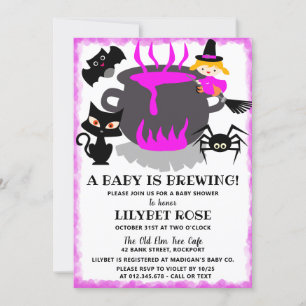 A Baby is Brewing Cauldron Halloween Baby Shower Invitation
