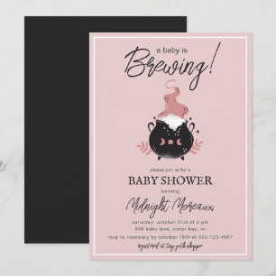 A Baby Is Brewing Cauldron Halloween Baby Shower Invitation