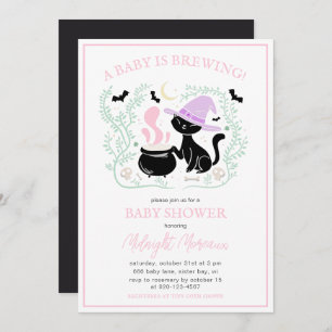 A Baby Is Brewing Cauldron Halloween Baby Shower Invitation