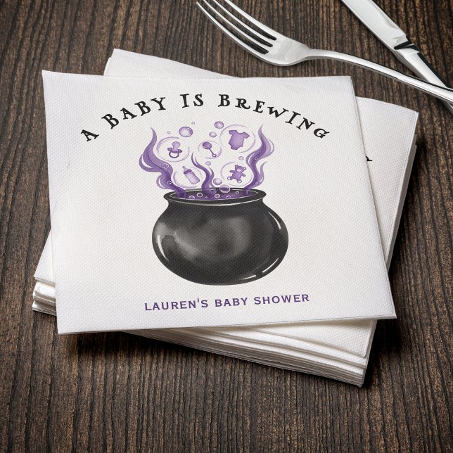 A Baby is Brewing Cauldron Halloween Baby Shower Napkin (A Baby is Brewing Cauldron Halloween Baby Shower Napkins
)