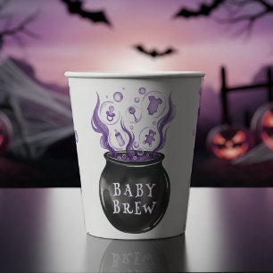 A Baby is Brewing Cauldron Halloween Baby Shower Paper Cups