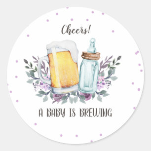 A Baby is Brewing Cheers Baby Shower Bottles Class Classic Round Sticker