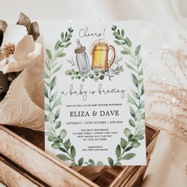 A Baby is Brewing Cheers & Beers Neutral Shower Invitation (Creator Uploaded)