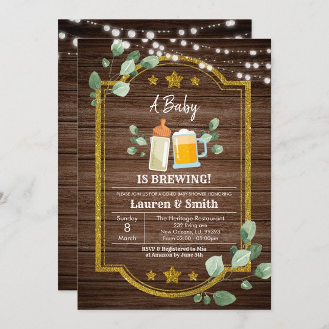 A Baby Is Brewing Co-Ed Baby Shower Invitation (Front/Back)