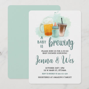 A Baby Is Brewing Co-Ed Baby Shower Invitation