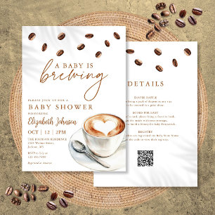 A Baby Is Brewing Coffee Baby Shower All In One Invitation