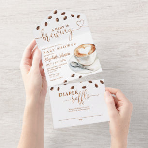 A Baby Is Brewing Coffee Baby Shower All In One Invitation