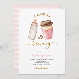 A Baby Is Brewing Coffee Baby Shower for girl Invitation