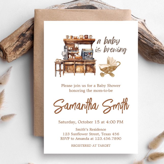 A Baby is Brewing Coffee Baby Shower Invitation (Coffee Baby Shower Invitation)