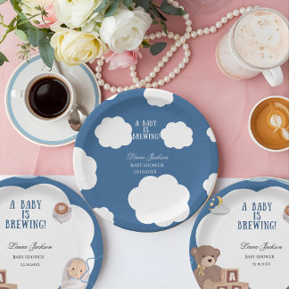 A Baby Is Brewing Coffee Baby Shower Invitation Paper Plate