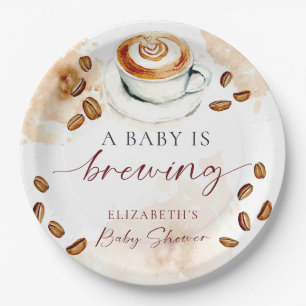 A Baby Is Brewing Coffee Baby Shower Latte Custom Paper Plate