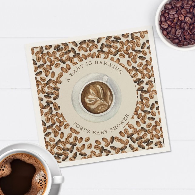 A Baby Is Brewing Coffee Baby Shower Napkin (Creator Uploaded)