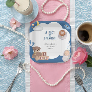 A Baby Is Brewing Coffee Baby Shower  Paper Plate