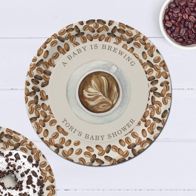 A Baby Is Brewing Coffee Baby Shower Paper Plates (Creator Uploaded)