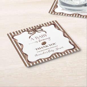 A Baby Is Brewing Coffee Baby Shower Party Square Paper Coaster