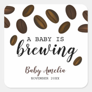 A Baby Is Brewing Coffee Baby Shower Square Sticker