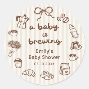 A Baby is Brewing Coffee Baby Shower Sticker