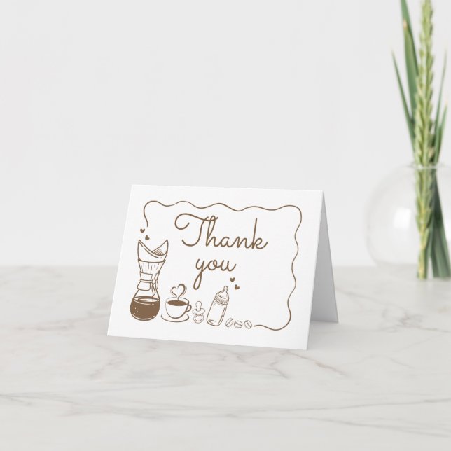 A Baby is Brewing Coffee Baby Shower  Thank You Card (Front)
