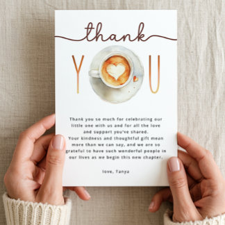 A Baby Is Brewing Coffee Baby Shower  Thank You Card