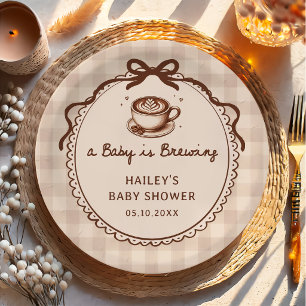 A Baby is Brewing Coffee Baby Showering Paper Plate
