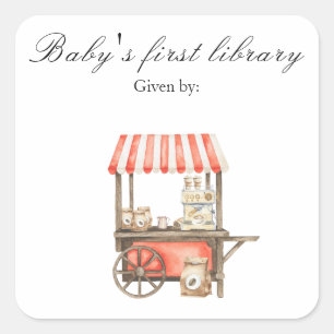 A baby is brewing coffee - baby's first library square sticker