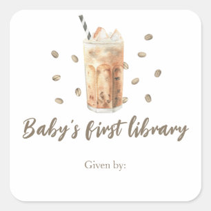 A baby is brewing coffee - baby's first library square sticker