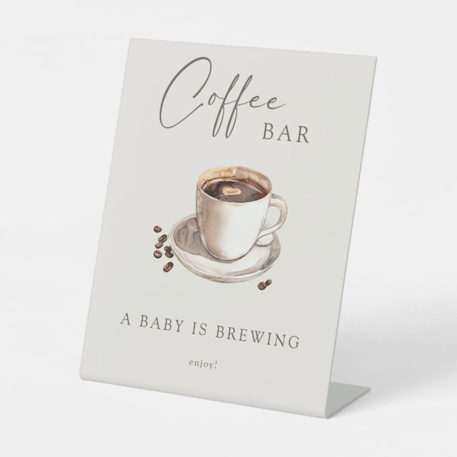A Baby is Brewing Coffee Bar Pedestal Sign (Front)