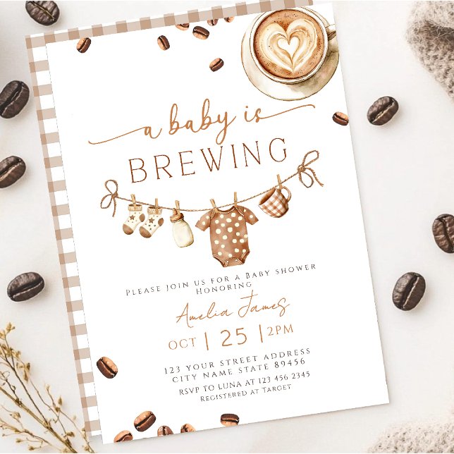 A Baby is Brewing Coffee Bean Baby Shower Invitation (Creator Uploaded)