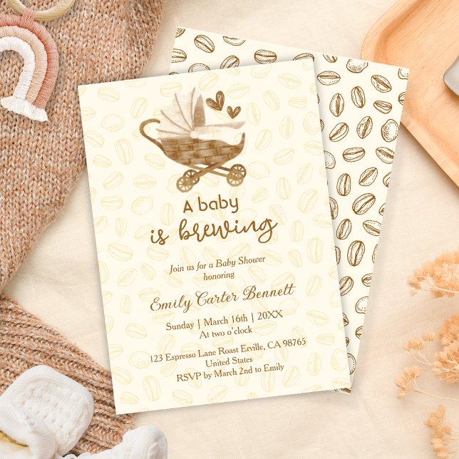 A Baby is Brewing Coffee Beans Baby Shower  Invitation (Creator Uploaded)