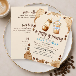 A Baby is Brewing Coffee Boy Baby Shower All in On Invitation
