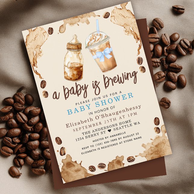 A Baby is Brewing Coffee Boy Baby Shower  Invitation (Creator Uploaded)