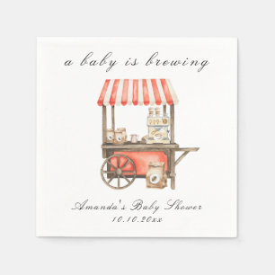 A Baby Is Brewing Coffee Cart Baby Shower Napkin