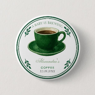 A Baby Is Brewing Coffee Cup Baby Shower 6 Cm Round Badge