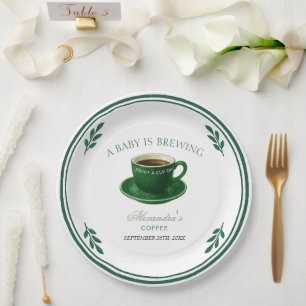 A Baby Is Brewing Coffee Cup Baby Shower Paper Plate