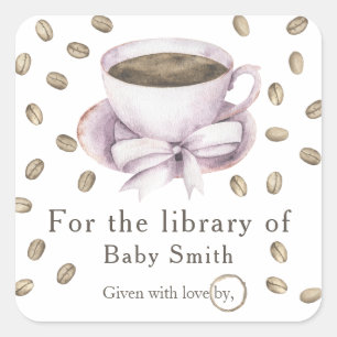 A baby is brewing coffee - for the library of square sticker