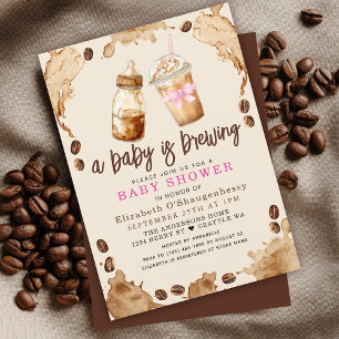 A Baby is Brewing Coffee Girl Baby Shower  Invitation