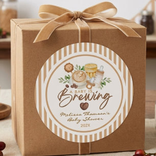 A Baby Is Brewing Coffee Latte Baby Shower Classic Round Sticker