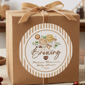 A Baby Is Brewing Coffee Latte Baby Shower Classic Round Sticker