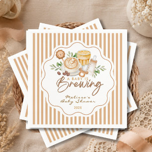 A Baby Is Brewing Coffee Latte Baby Shower Napkin