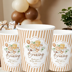 A Baby Is Brewing Coffee Latte Baby Shower Paper Cups