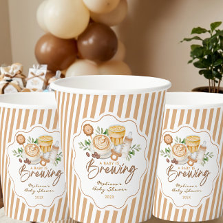 A Baby Is Brewing Coffee Latte Baby Shower Paper Cups