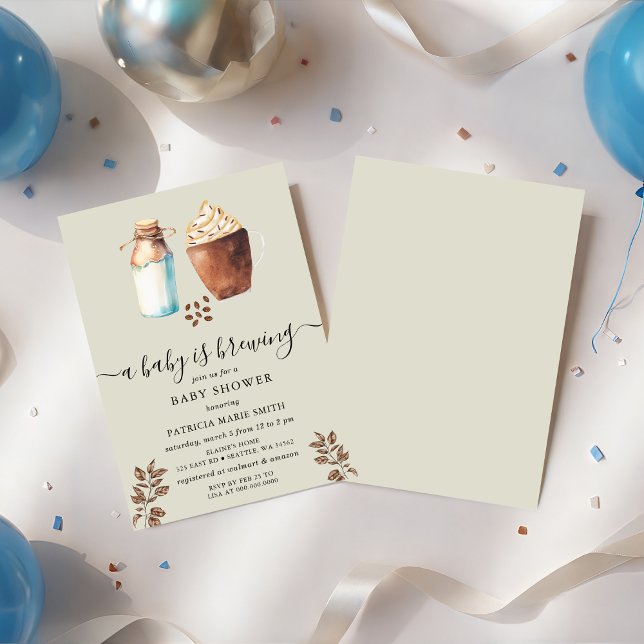 A Baby Is Brewing Coffee & Milk Baby Shower Invitation (Creator Uploaded)