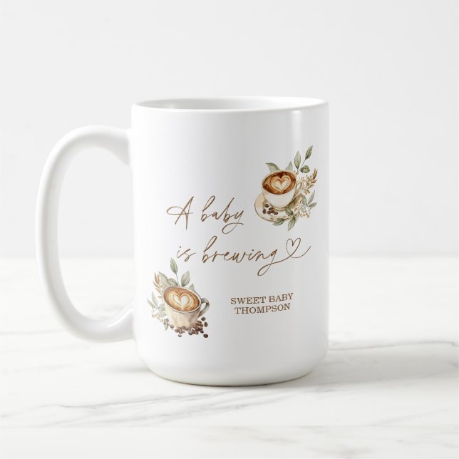 A Baby is Brewing Coffee Mug | Personalised Coffee (Left)