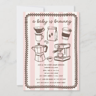 A Baby Is Brewing Coffee Pink Girl Baby Shower Invitation